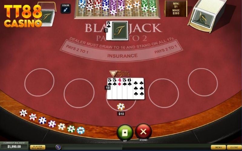 Sơ đồ quy đổi điểm số của các quân trong Blackjack online